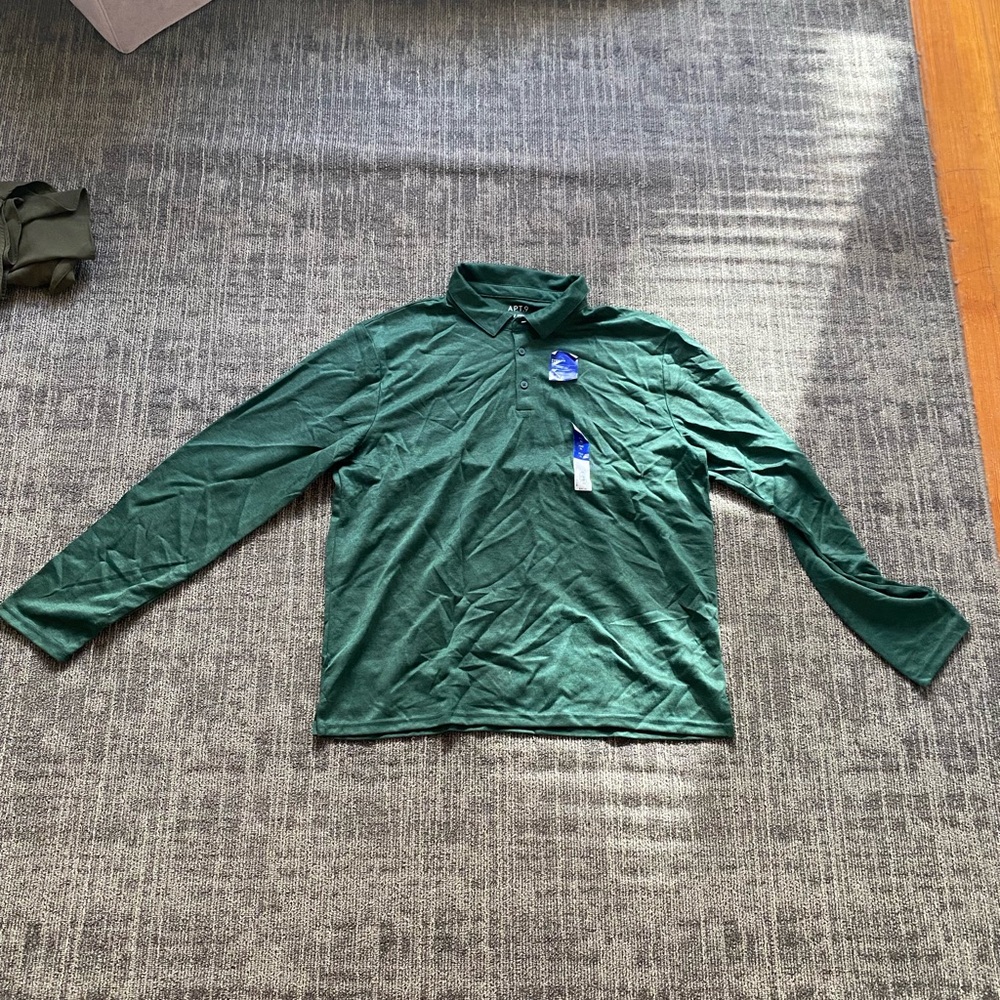 Green long sleeve collared shirt